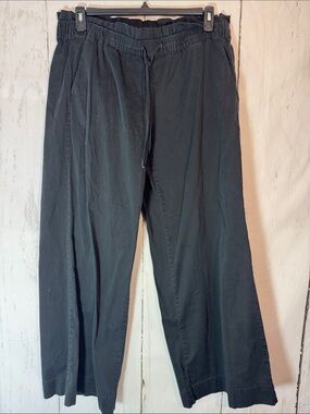 Poleci Anthropology Black Wide Leg Drawstring Trousers 2 front pockets/2 back